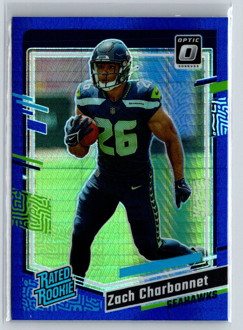 2023 Donruss Optic #294 Zach Charbonnet Blue Hyper M43