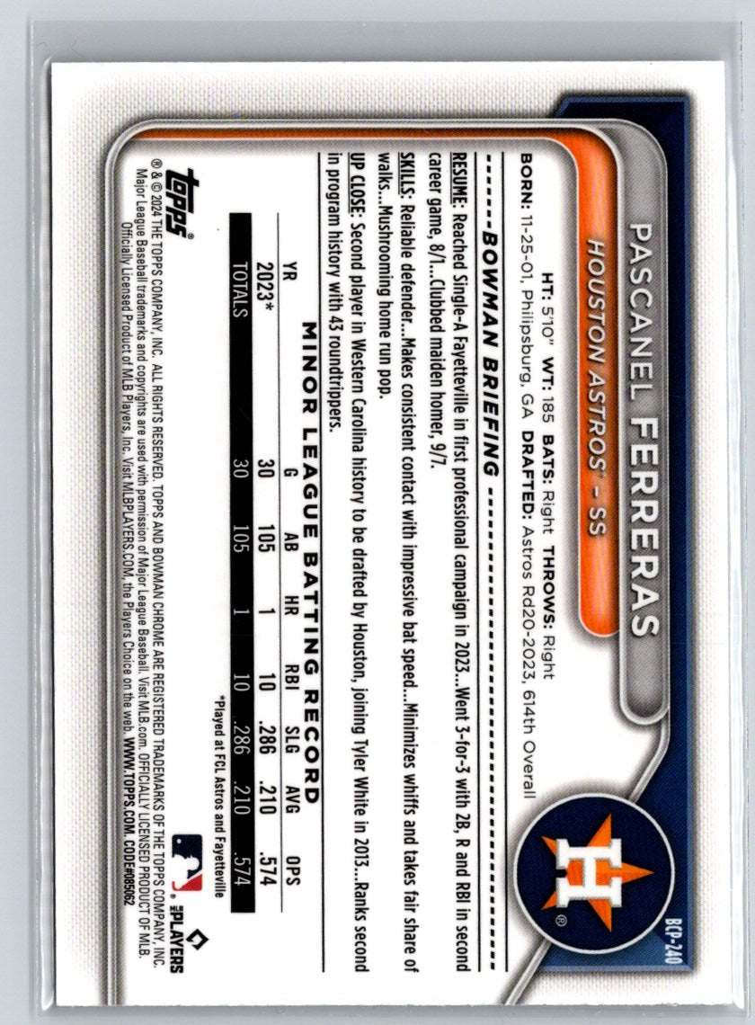 2024 Bowman Chrome - Prospects Shimmer Refractors #BCP-240 Pascanel Ferreras M43