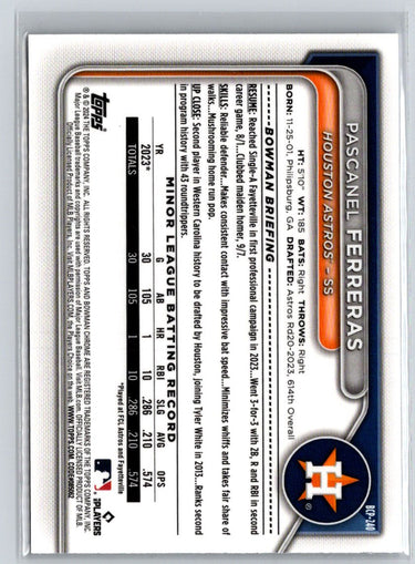 2024 Bowman Chrome - Prospects Shimmer Refractors #BCP-240 Pascanel Ferreras M43