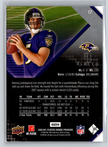 2008 Upper Deck Rookie Premiere Box Set #17 Joe Flacco M44
