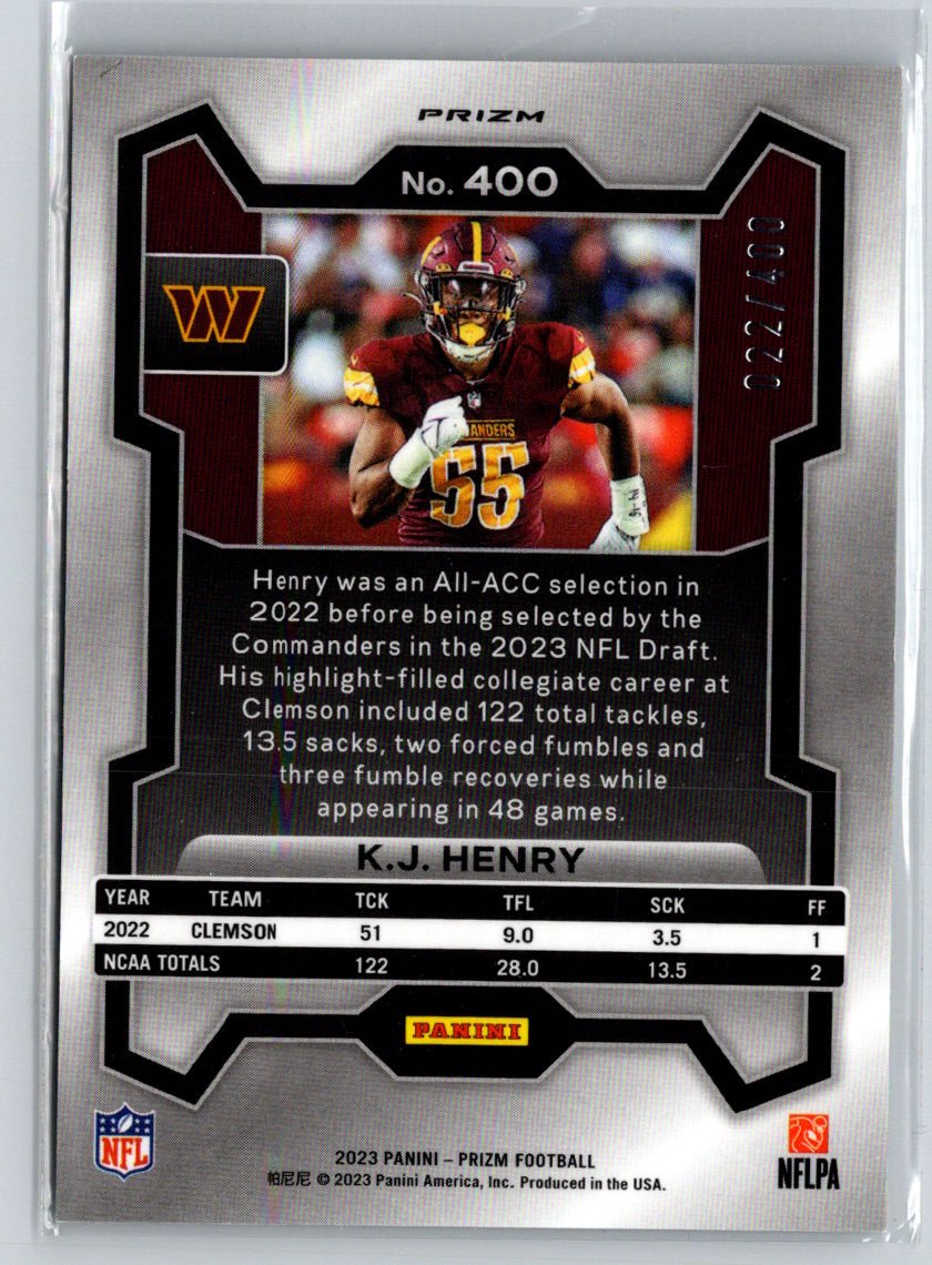 2023 Panini Prizm #400 K.J. Henry Pandora #/400 M45