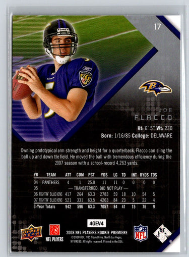 2008 Upper Deck Rookie Premiere Box Set #17 Joe Flacco M46