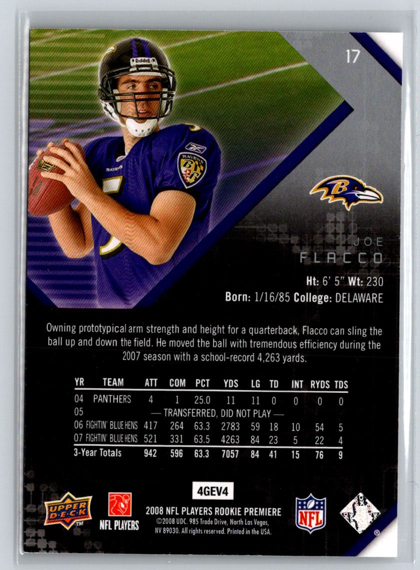 2008 Upper Deck Rookie Premiere Box Set #17 Joe Flacco M47