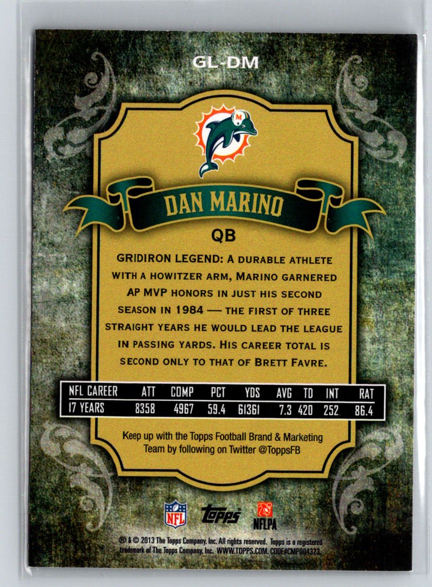 2013 Topps #GL-DM Dan Marino Gridiron Legends M50