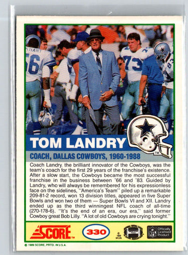 1989 Score #330 Tom Landry M50