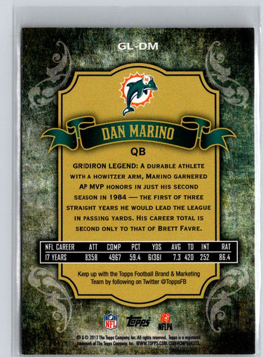2013 Topps #GL-DM Dan Marino Gridiron Legends M50