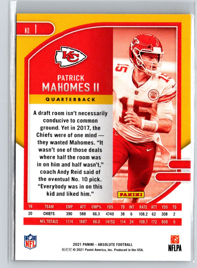 2021 Panini Absolute #1 Patrick Mahomes II M51