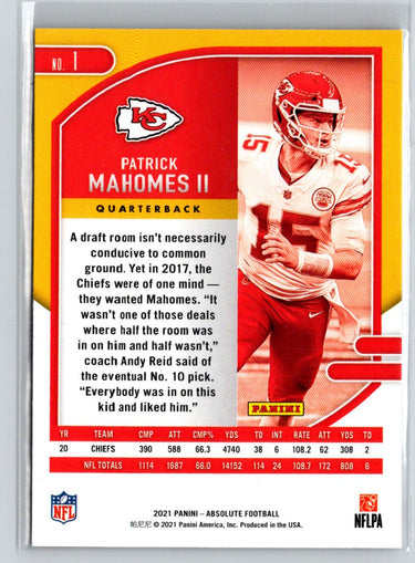 2021 Panini Absolute #1 Patrick Mahomes II M51