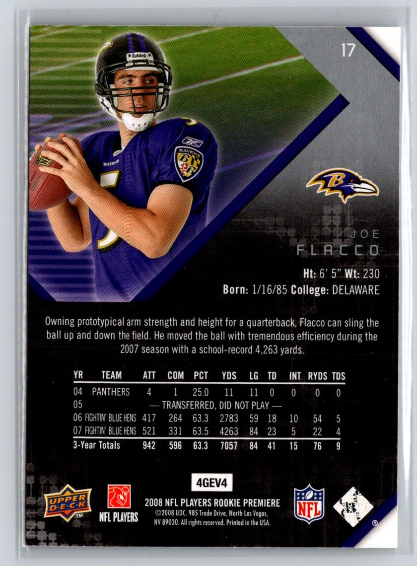 2008 Upper Deck Rookie Premiere Box Set #17 Joe Flacco M51
