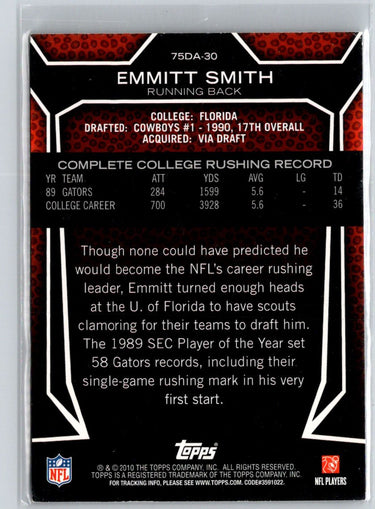 2010 Topps #75DA-30 Emmitt Smith Draft 75th Anniversary M52