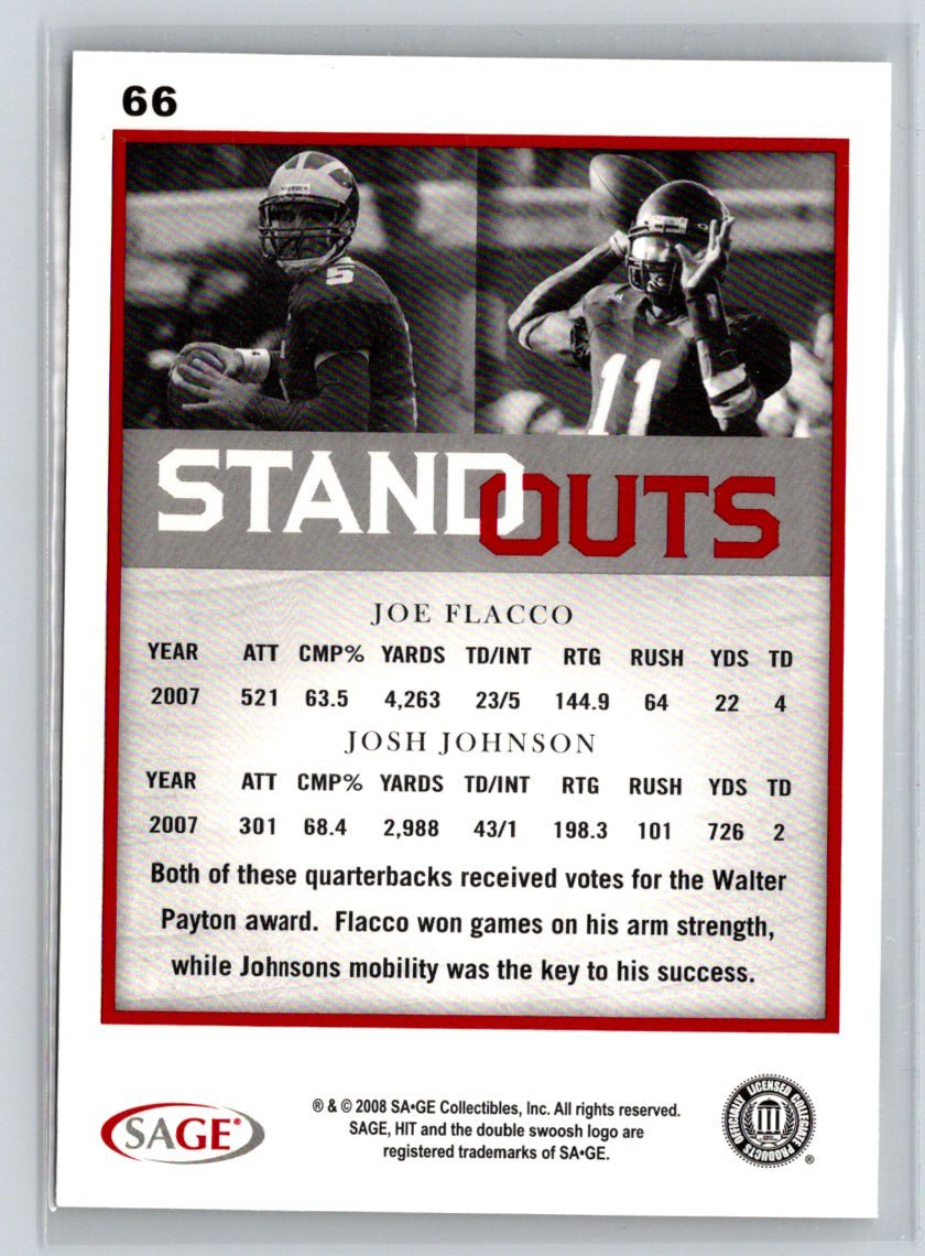 2008 SAGE HIT #66 Joe Flacco / Josh Johnson M52