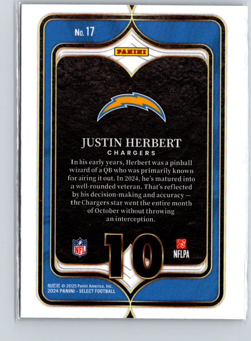 2024 Panini Select #17 Justin Herbert Select Numbers M53