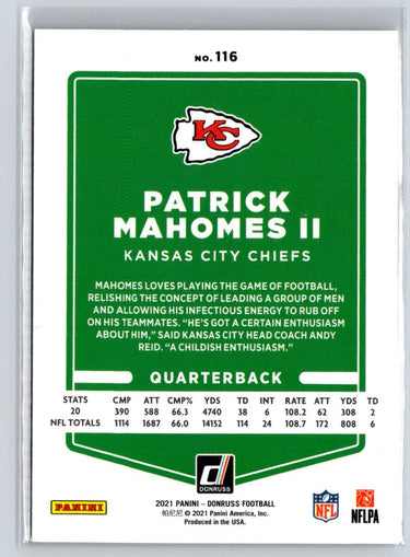 2021 Donruss #116b Patrick Mahomes II No Helmet M53