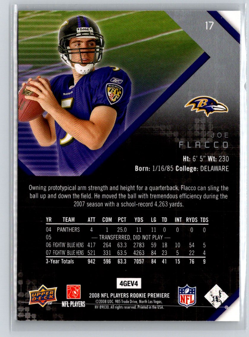 2008 Upper Deck Rookie Premiere Box Set #17 Joe Flacco M53