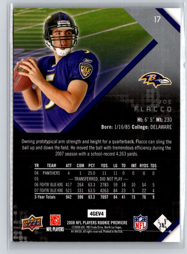 2008 Upper Deck Rookie Premiere Box Set #17 Joe Flacco M53
