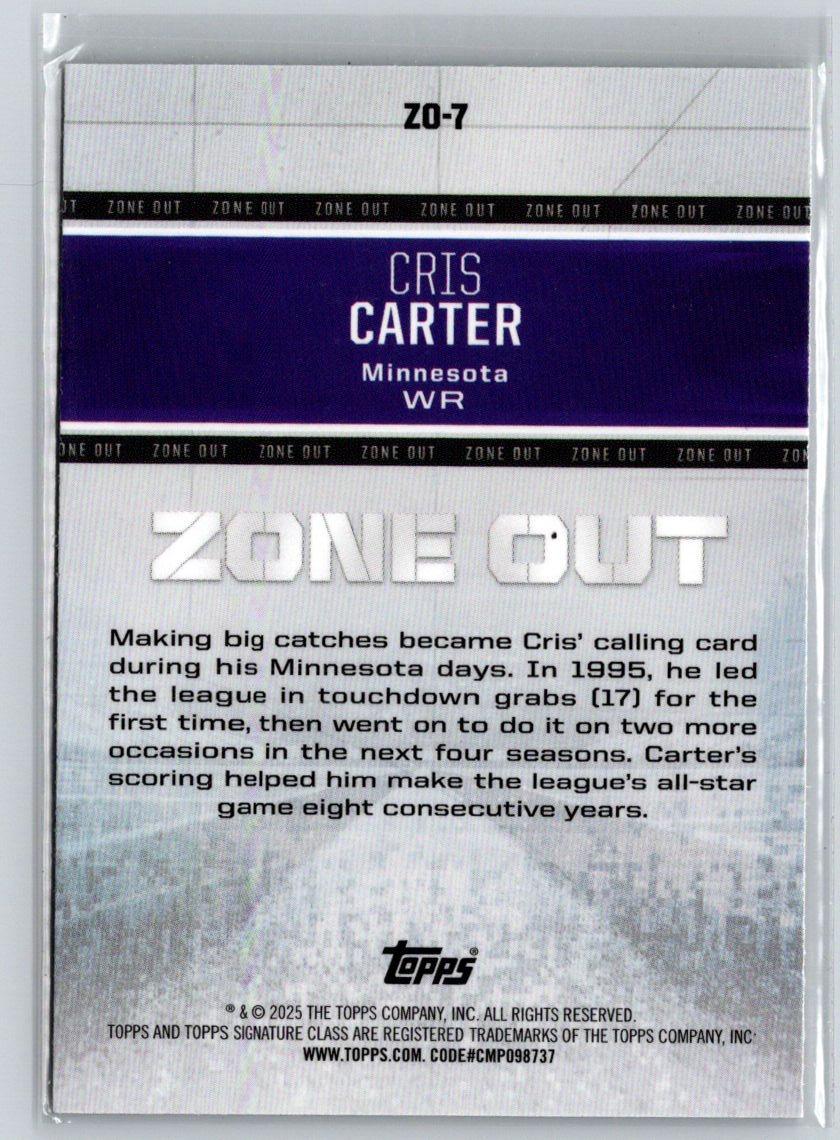 2024 Topps Signature Class - Zone Out #ZO-7 Cris Carter M54