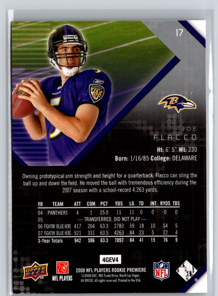 2008 Upper Deck Rookie Premiere Box Set #17 Joe Flacco M54