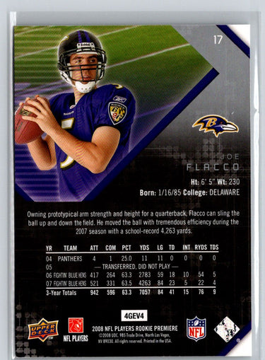 2008 Upper Deck Rookie Premiere Box Set #17 Joe Flacco M54
