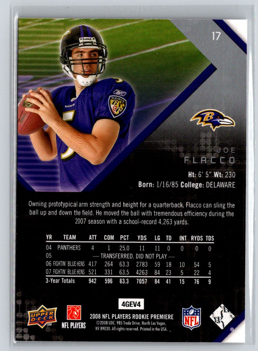 2008 Upper Deck Rookie Premiere Box Set #17 Joe Flacco M55