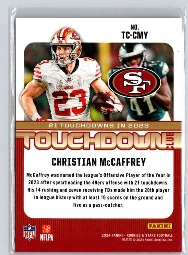 2024 Panini Rookies & Stars #TC-CMY Christian McCaffrey Touchdown Club M56