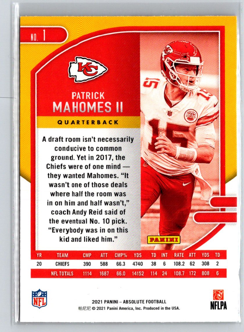 2021 Panini Absolute - Red #1 Patrick Mahomes II M56
