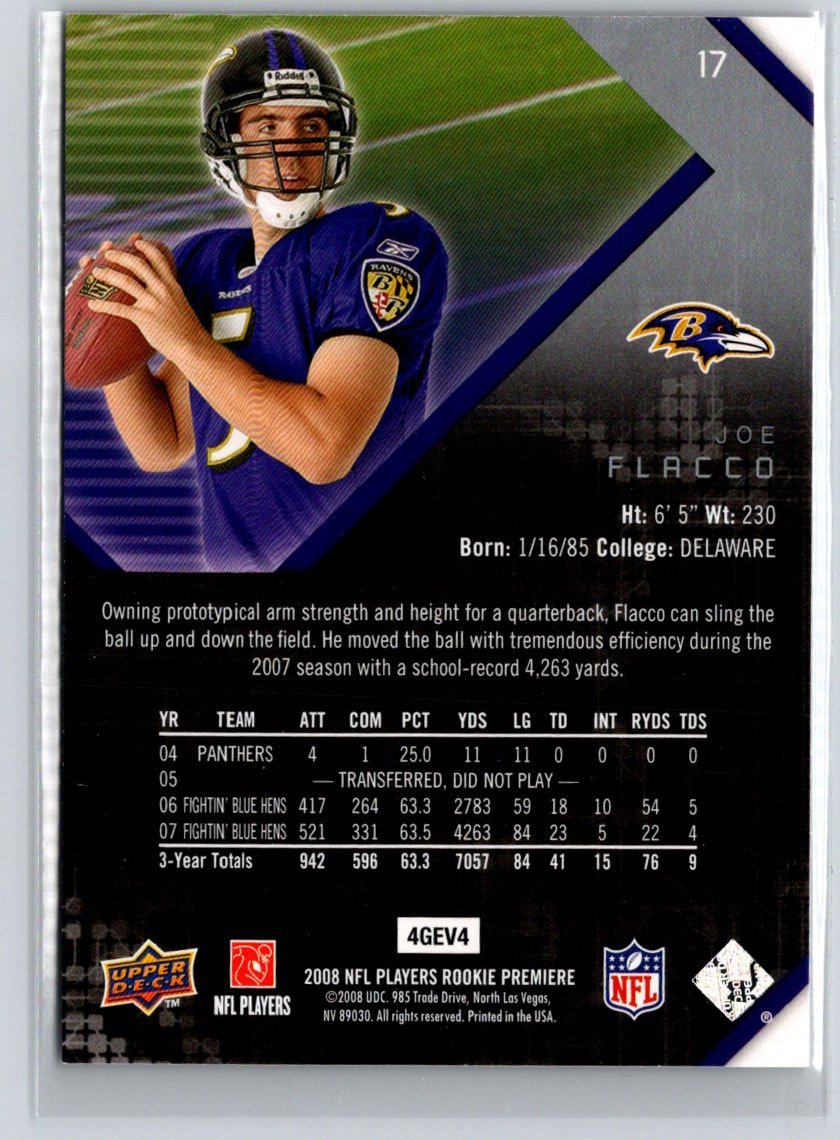 2008 Upper Deck Rookie Premiere Box Set #17 Joe Flacco M56