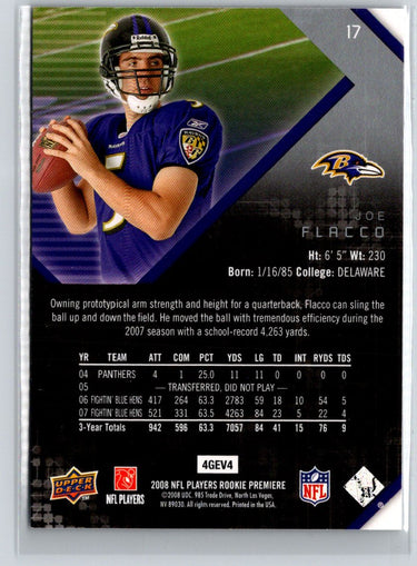 2008 Upper Deck Rookie Premiere Box Set #17 Joe Flacco M56