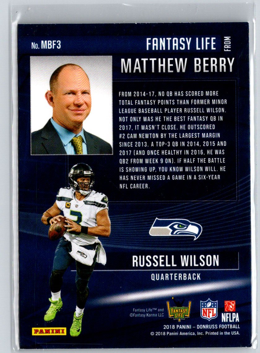 2018 Donruss #MBF3 Russell Wilson Matthew Berry's Fantasy Life M57