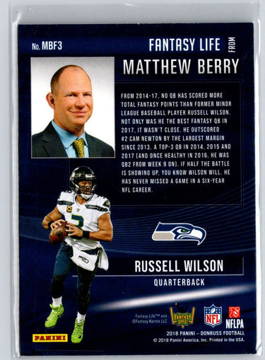 2018 Donruss #MBF3 Russell Wilson Matthew Berry's Fantasy Life M57