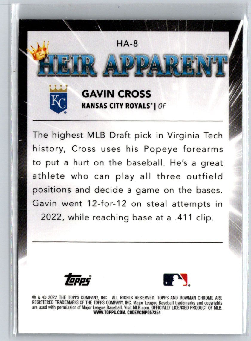 2022 Bowman Draft #HA-8 Gavin Cross Heir Apparent M58