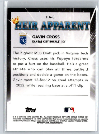 2022 Bowman Draft #HA-8 Gavin Cross Heir Apparent M58