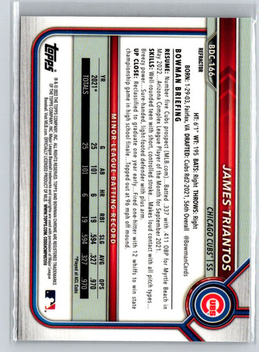 2022 Bowman Draft #BDC-166 James Triantos Chrome Refractor M58