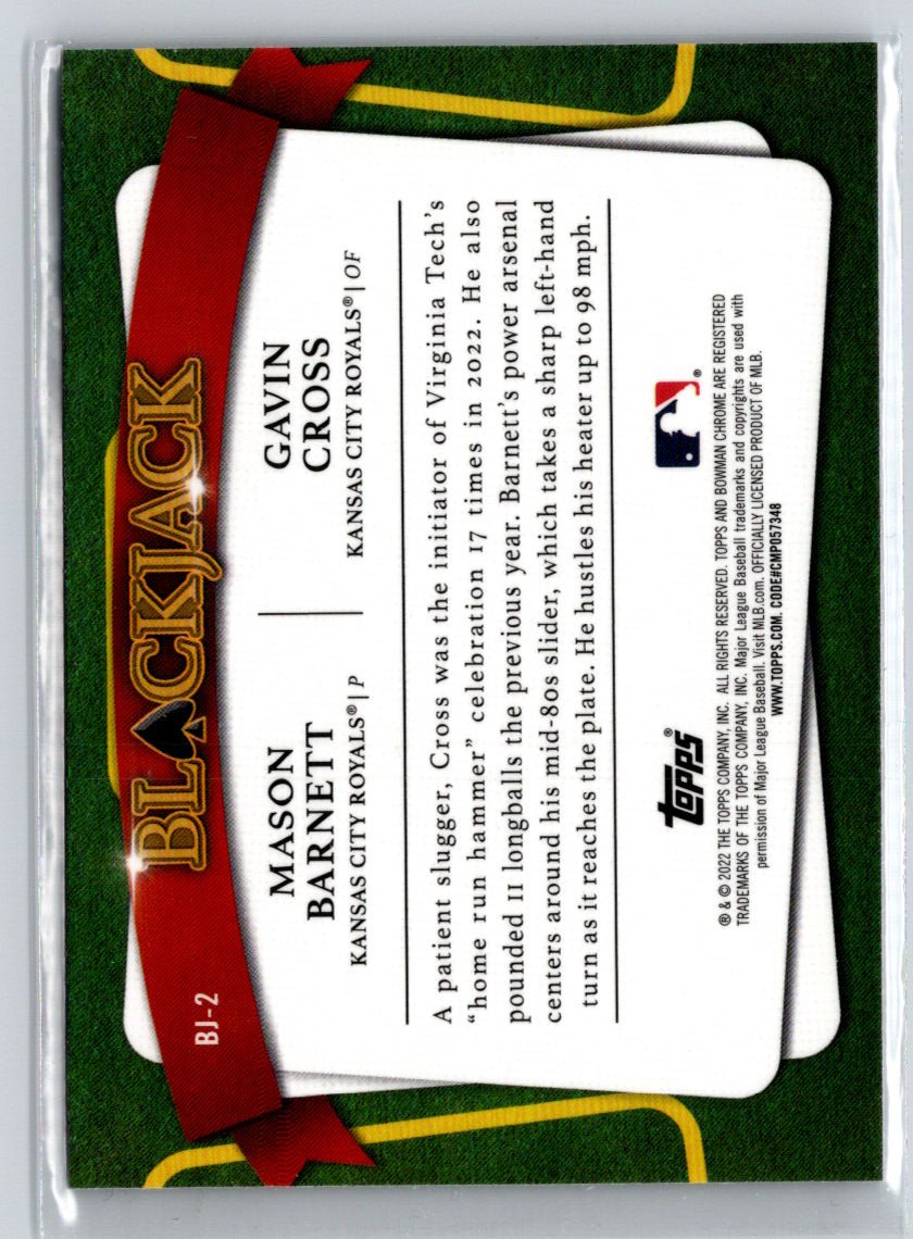 2022 Bowman Draft #BJ-2 Mason Barnett / Gavin Cross Blackjack M59