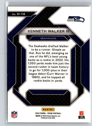 2023 Panini Prizm #H-14 Kenneth Walker III Emergent M60
