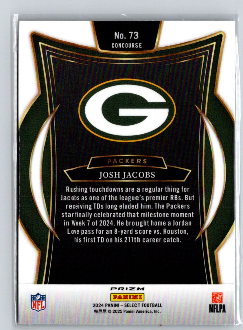 2024 Panini Select #73 Josh Jacobs Black & Green Prizm Shock M60
