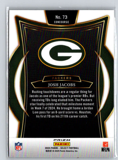 2024 Panini Select #73 Josh Jacobs Black & Green Prizm Shock M60