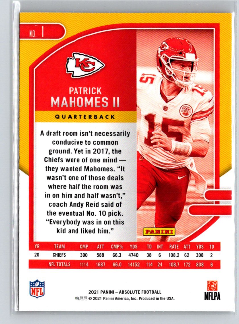 2021 Panini Absolute - Retail #1 Patrick Mahomes II M60