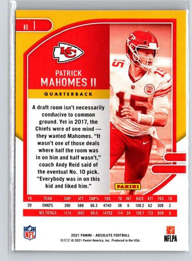 2021 Panini Absolute - Retail #1 Patrick Mahomes II M60