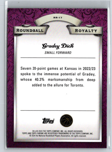 2023-24 Topps Chrome #RR-17 Gradey Dick Roundball Royalty Refractor Green M62