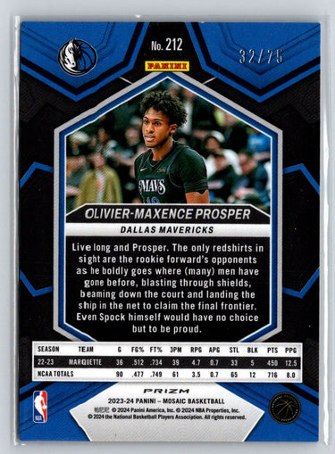 2023-24 Mosaic #212 Olivier-Maxence Prosper Choice Fusion Red Yellow #/75 M62
