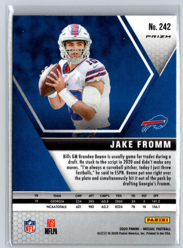 2020 Panini Mosaic #242 Jake Fromm Prizm Green M64