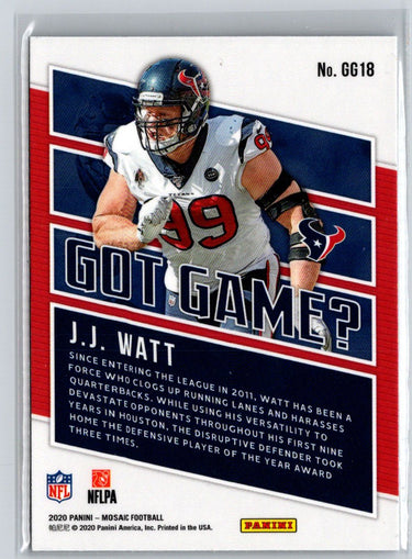 2020 Panini Mosaic #GG18 J.J. Watt Got Game? M65
