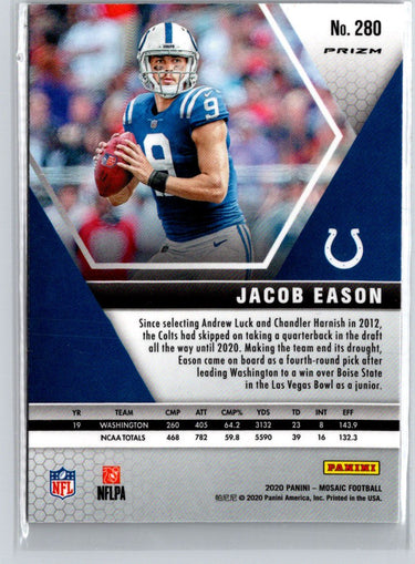2020 Panini Mosaic #280 Jacob Eason Prizm Camo Pink M65
