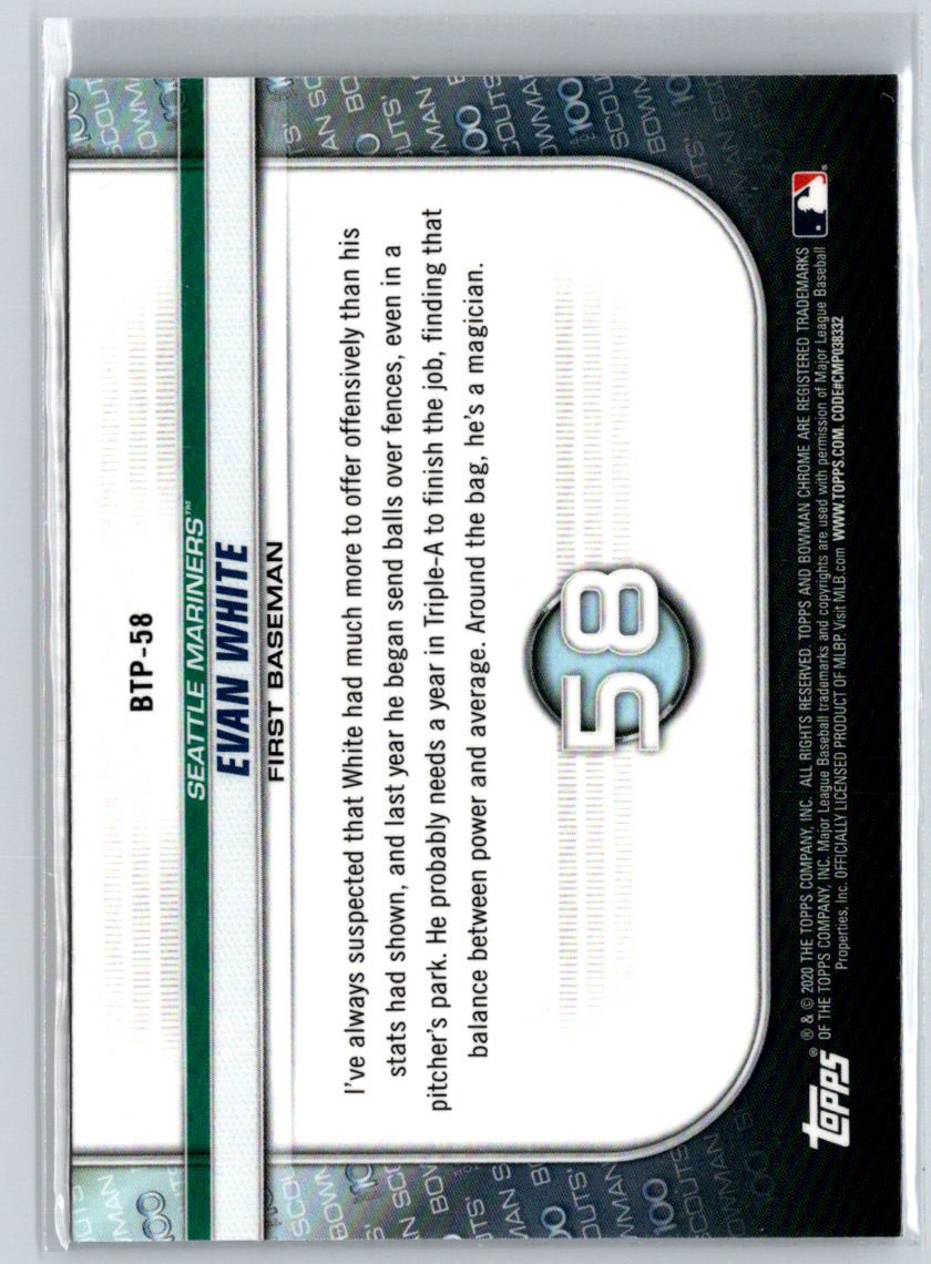 2020 Bowman #BTP-58 Evan White Chrome Bowman Scouts Top 100 M66