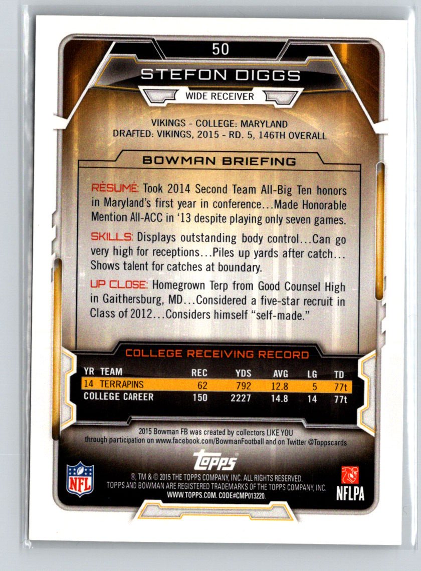 2015 Bowman #50 Stefon Diggs Rookies M67