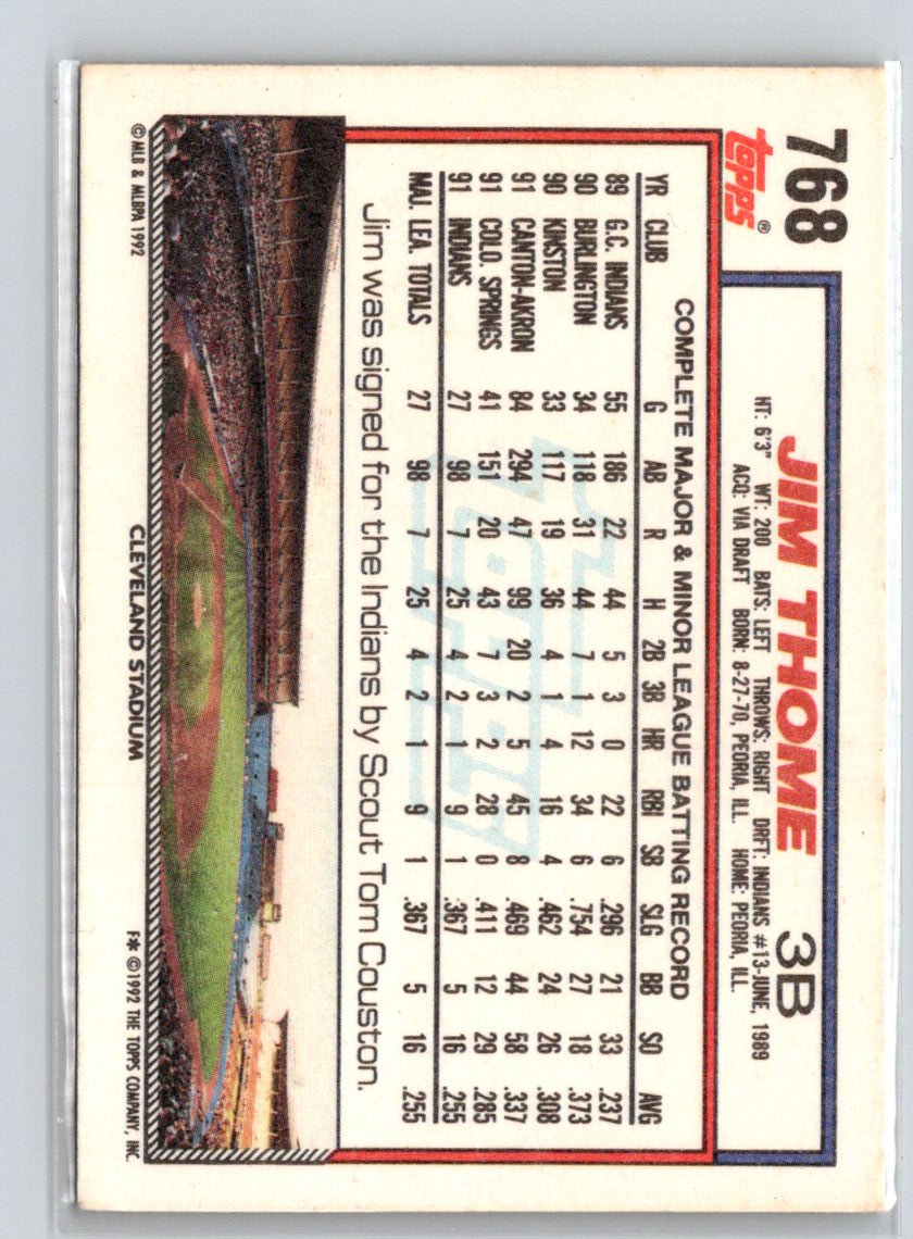 1992 Topps #768 Jim Thome Gold M67