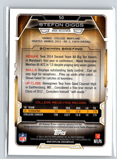 2015 Bowman #50 Stefon Diggs Rookies M68