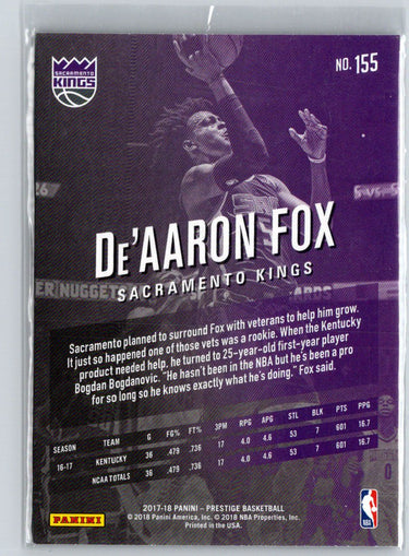 2017-18 Panini Prestige #155 De'Aaron Fox M68