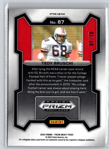 2024 Panini Prizm Draft Picks #87 Tedy Bruschi Gold #/10 M69