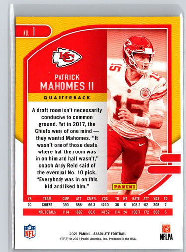 2021 Panini Absolute - Retail #1 Patrick Mahomes II M69